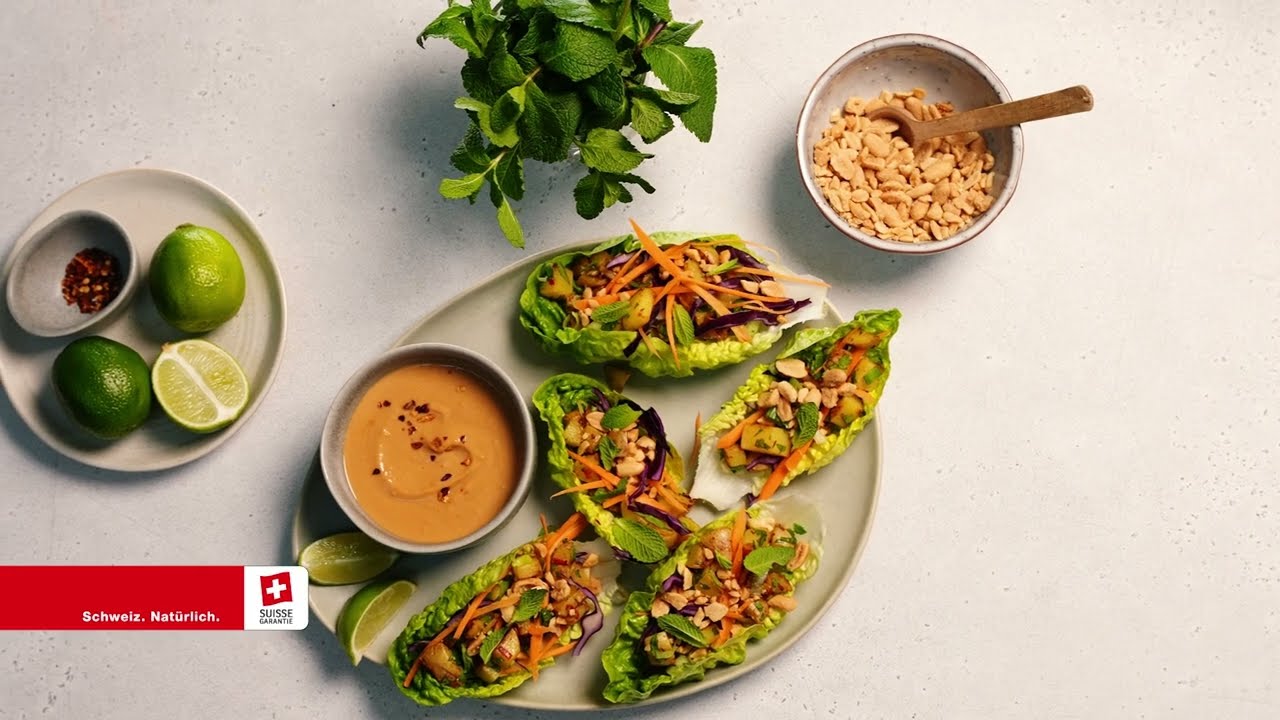 Kartoffel Thai-Wraps mit Erdnusssauce